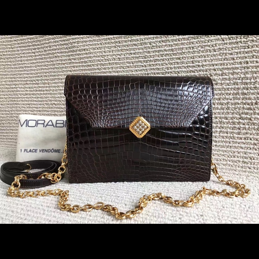 Morabito Paris handmade crocodile leather bag